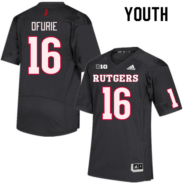 Youth #16 Jesse Ofurie Rutgers Scarlet Knights College Football Jerseys Stitched Sale-Black